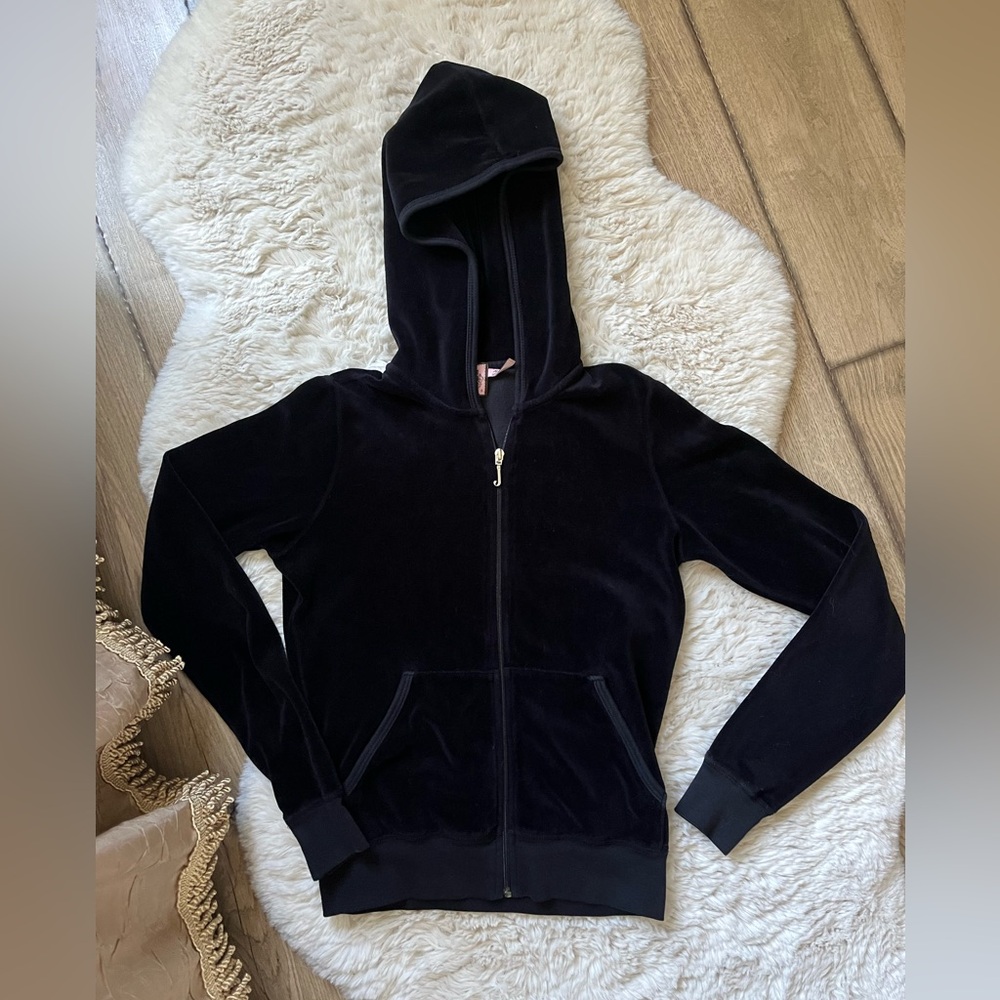 JUICY COUTURE BLACK VELOUR TRACKSUIT SMALL Y2K VINTAGE